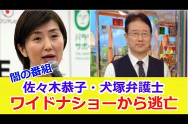 【闇の番組】　佐々木恭子・犬塚浩　ワイドナショーから逃亡　代わりに椿原慶子アナ・清原博弁護士　松本人志・中居正広・結城りおな（セクシー女優）出演の番組