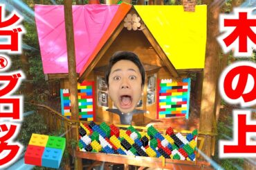 レゴ®︎ブロックの家が木の上にあったので1日生活してみた！