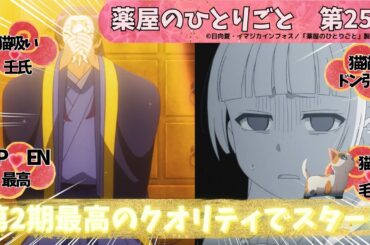 薬屋のひとりごと2期スタート！第25話『猫猫と毛毛』 猫猫まさかの〇〇本没収⁉ 壬氏衝撃の猫吸い＆新キャラ登場！OP＆ENが神！！！」