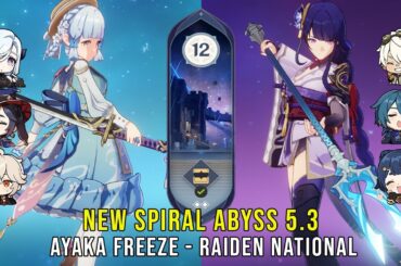 C0 Ayaka Freeze and C0 Raiden National | NEW Genshin Impact Abyss 5.3 Floor 12 9 Stars