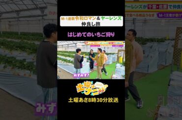 【はじめてのいちご狩り】M-1連覇令和ロマン＆ヤーレンズ仲良し旅 #土曜はナニする！？ #土ナニ #令和ロマン #ヤーレンズ #shorts