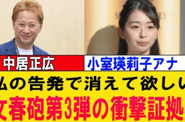 文春砲第3弾！小室瑛莉子アナ衝撃告発！「私の一言で中居正広を消したい」その真相は？