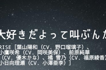 KARAOKE 大好きだよって叫ぶんだRISE［葉山陽和（CV.野口璃子）小鷹咲希（CV岡咲美保）、前原純華（CV.優木かな）、橘 雪乃（CV.福原綾香）、小日向理瀬（CV.小澤中季）］