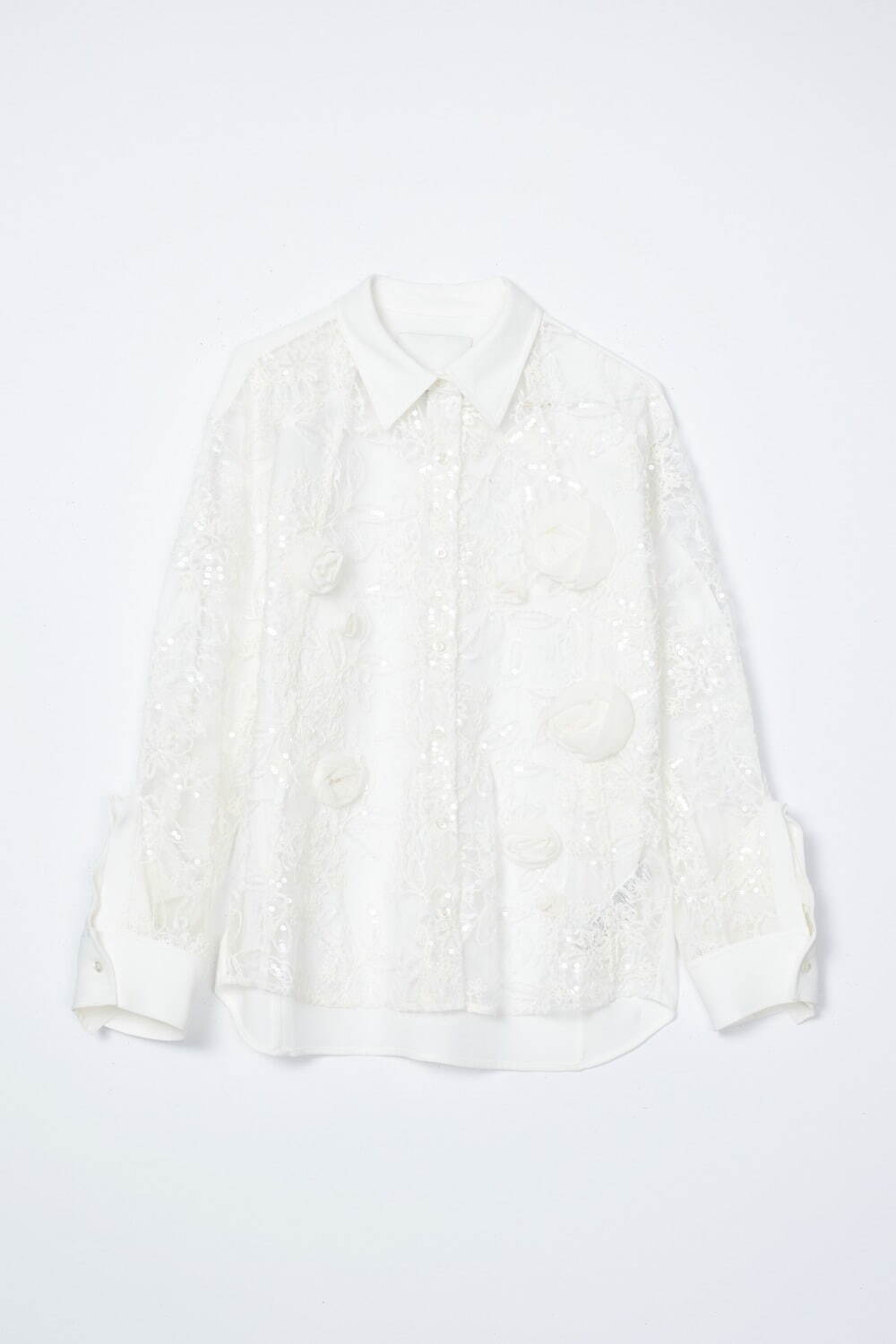 ロゼッタ付きカスケードスリーブシャツ 121,000円