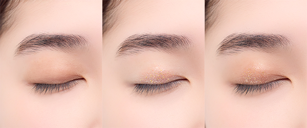 DIDIONのアイカラーデュオ 03 Audrey Brownを塗ったまぶた