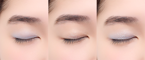 DIDIONのアイカラーデュオ 02 Misty Dawnを塗ったまぶた