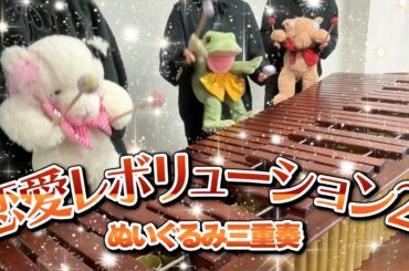 【マリンバ3重奏】ぬいぐるみたちの「恋愛レボリューション21/モーニング娘。」 "Love revolution" Teddy bears trio