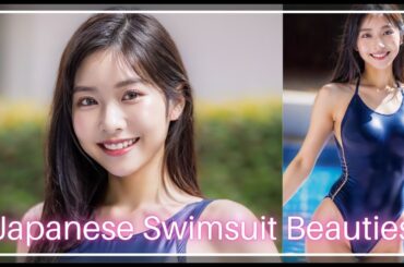 【じっと見ないで//スク水美女の恥じらい♡】Japanese Swimsuit Beauties AI美女