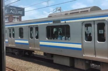 E217系と綺麗な並走!!!総武線各駅停車E231系と並走するE217系（下総中山駅発車から西船橋駅到着前まで）