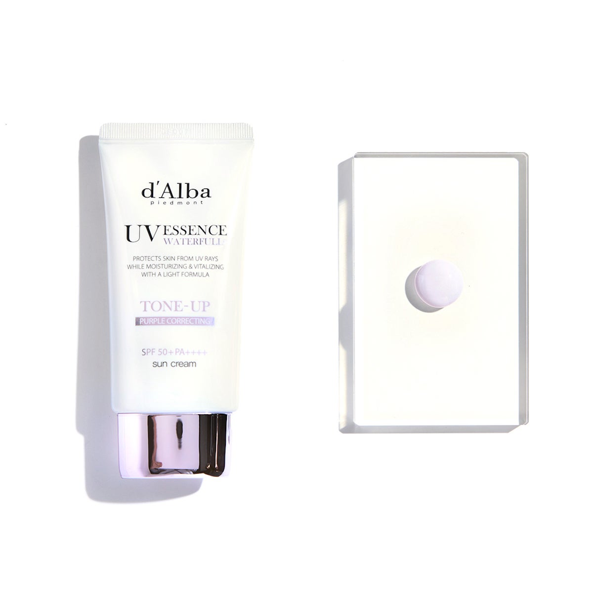 ダルバ　ウォータフルトーンアップ サンクリーム（パープル）　テクスチャーと本体