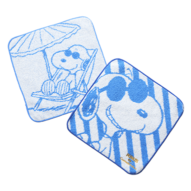 コスメキッチン×ピーナッツ ＜JOE COOL＞ハンカチタオル ブルー／ホワイト