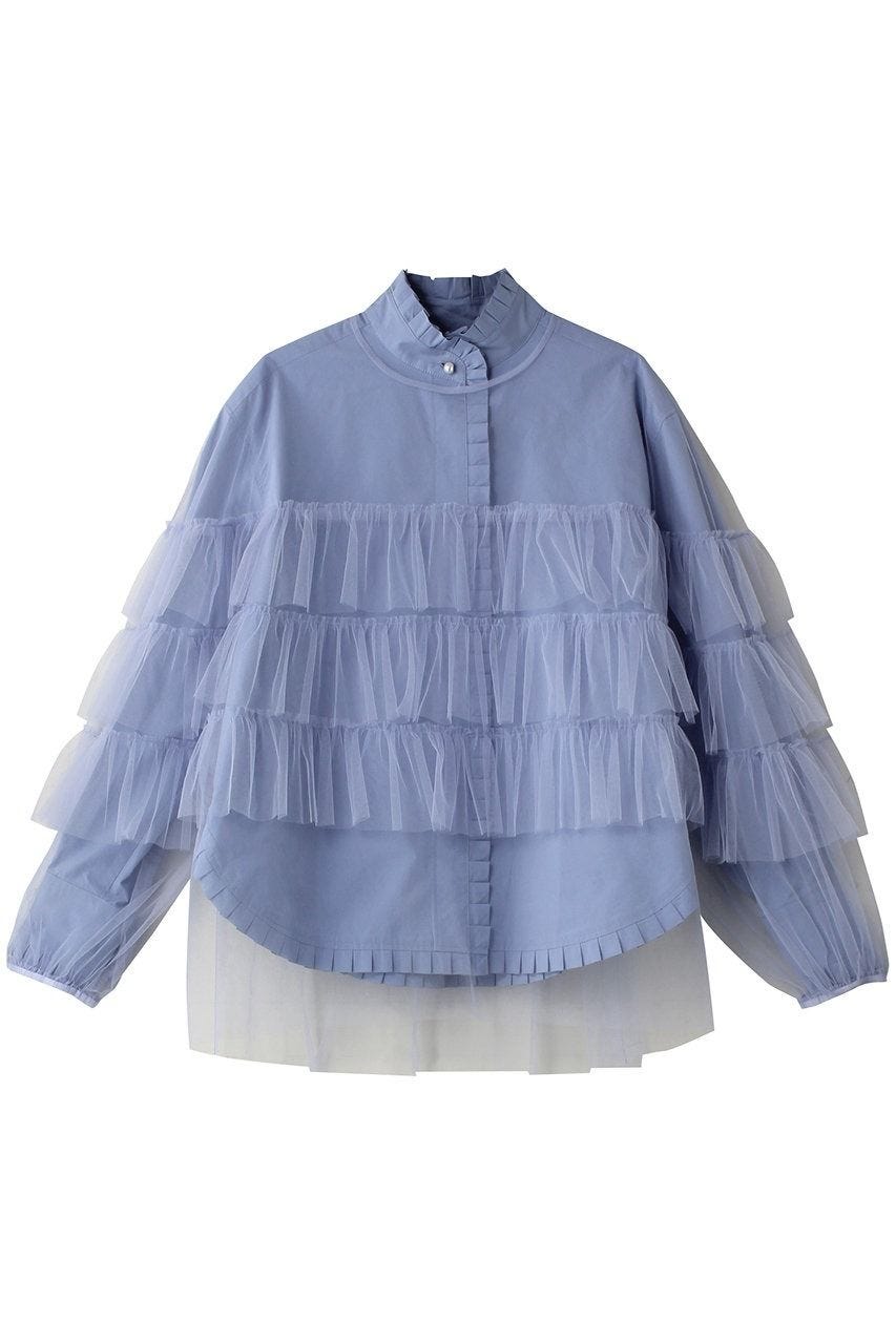 「ミュベール」チュールフリルブラウス