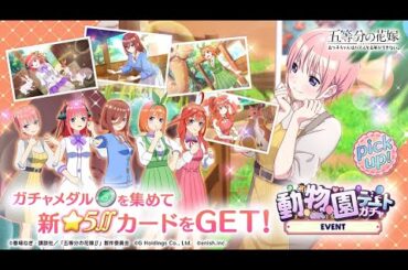 公式【ごとぱず】五等分の花嫁「動物園デート」ガチャ✨CM視聴で1日1回無料で引けます✨2025年4月29日(火) 11:00 〜 2025年5月14日(水) 23:59