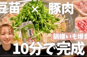 10分で絶品！鍋嫌いの子どもも爆食い【豆苗×豚肉ごま油鍋】いつも安い豆苗の簡単レシピ
