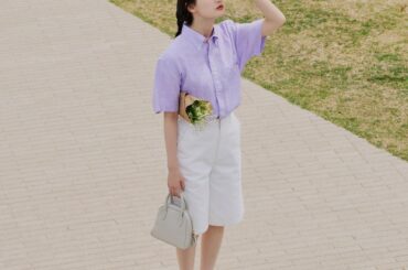 パープルのシャツは難しい？ペールトーンなら着やすいかも【FUDGE 6月号連動企画-Tシャツ、ポロシャツ、シャツをきちんと着ましょう | DAY 10】 | FUDGE FRIEND | ファッション