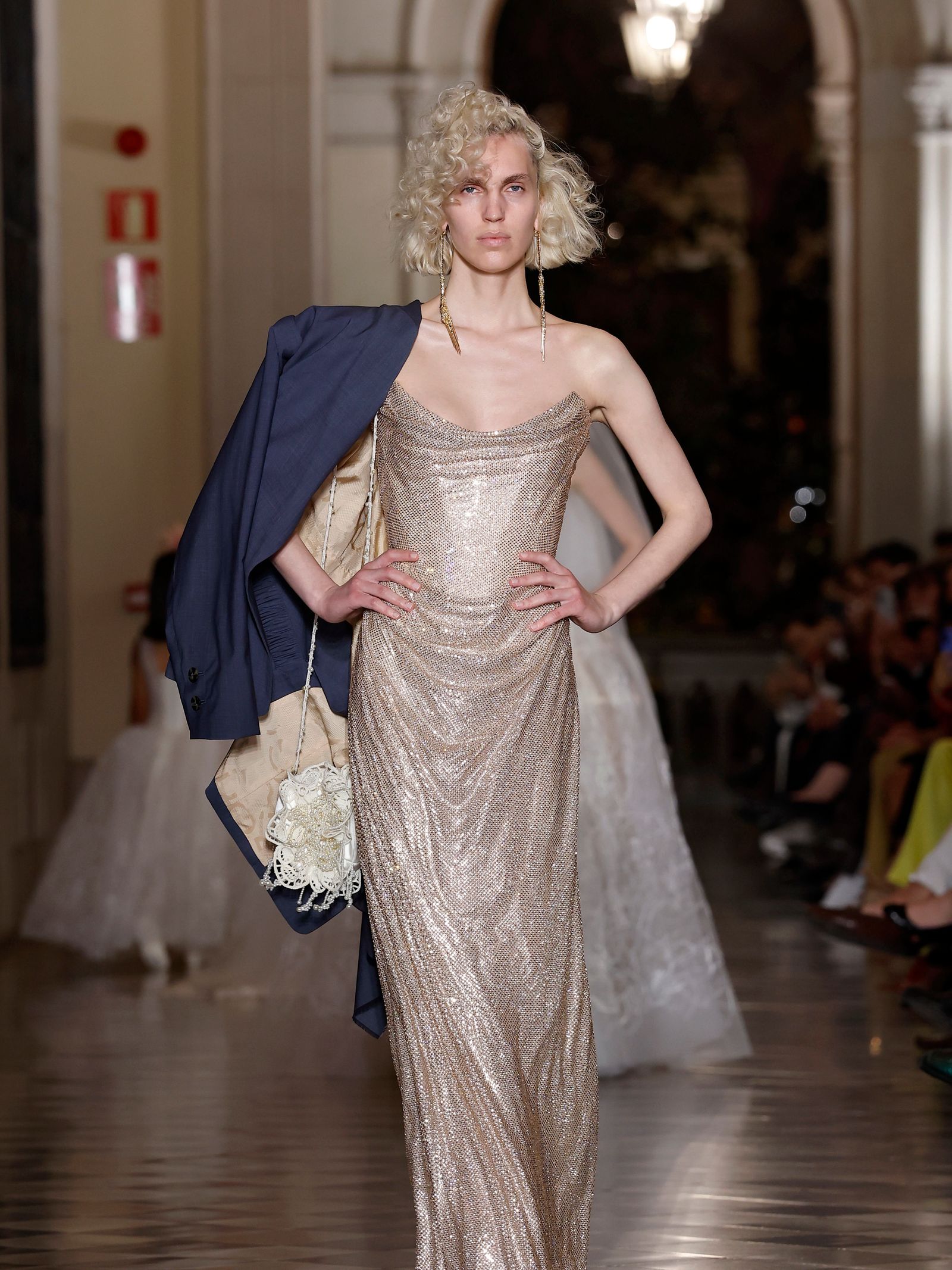 Image may contain Person Adult Wedding Clothing Footwear Shoe Accessories Jewelry and Necklace