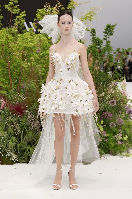 Image may contain Clothing Dress Fashion Formal Wear Gown Wedding Wedding Gown Adult and Person