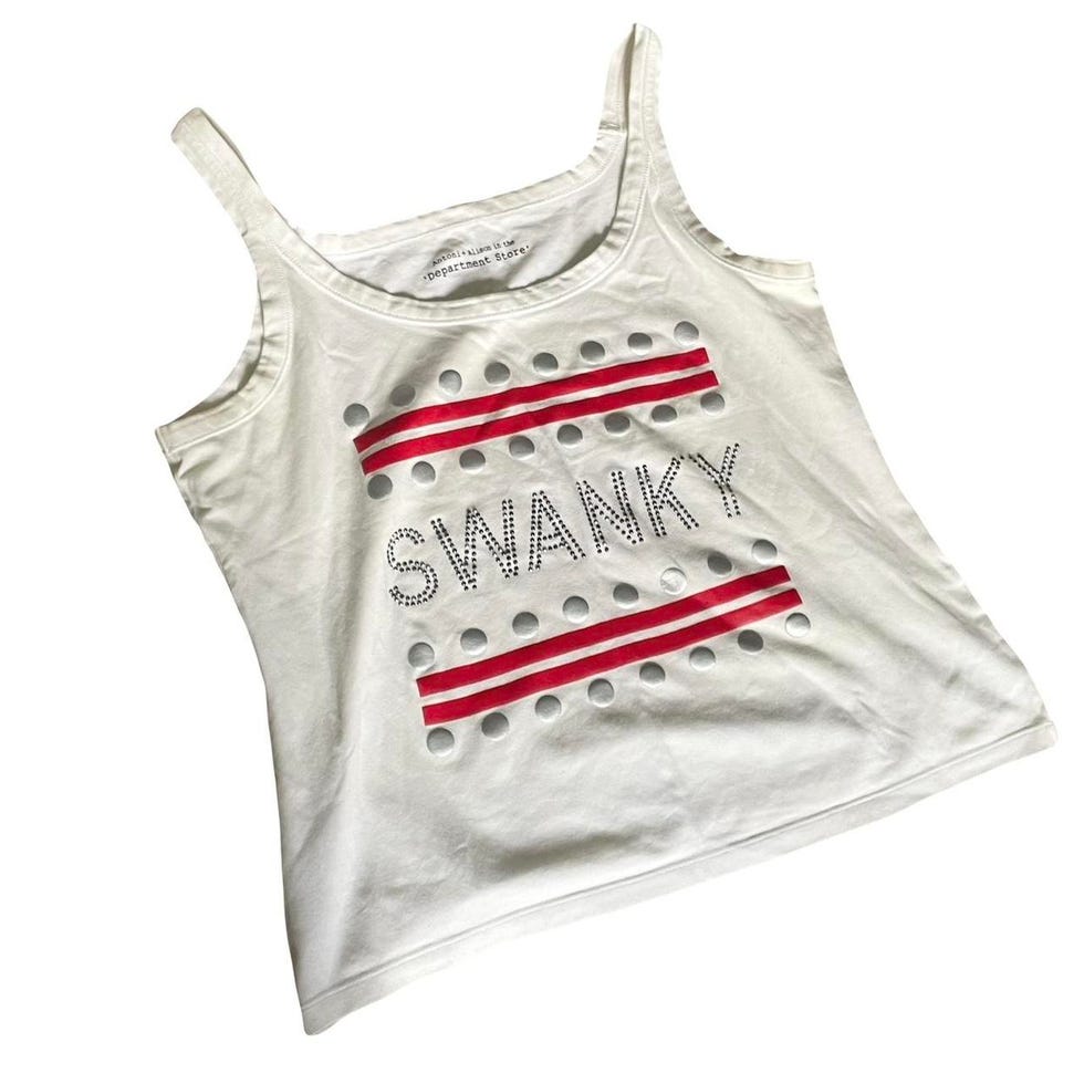 Women's White and Red Vest