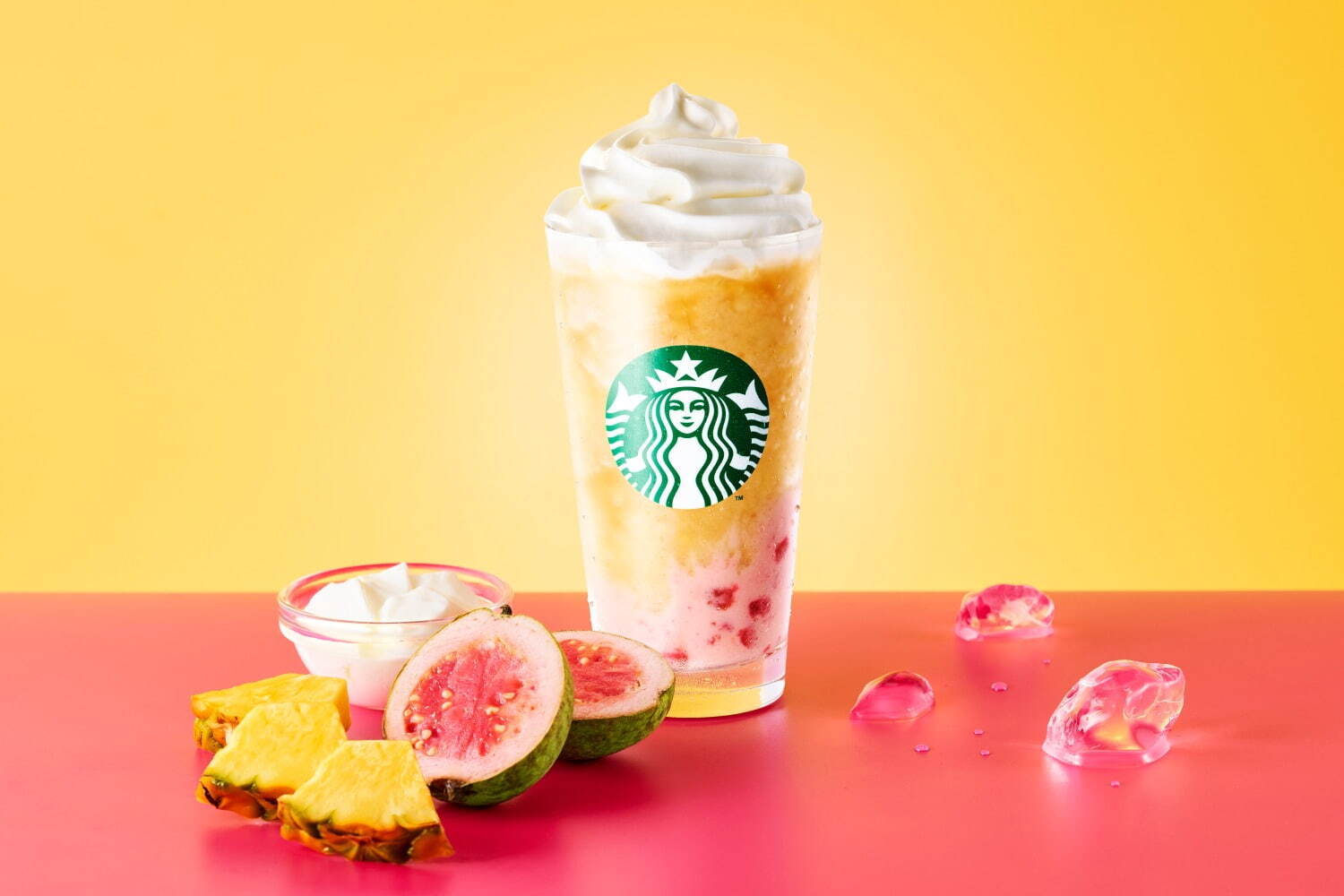 「My フルーツ3 フラペチーノ ゴールデン パイン & グアバ ヨーグルト」トールサイズのみ 持ち帰り 756円、店内利用 770円