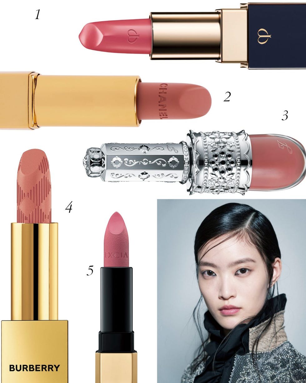 collection of five lipsticks from various luxury brands