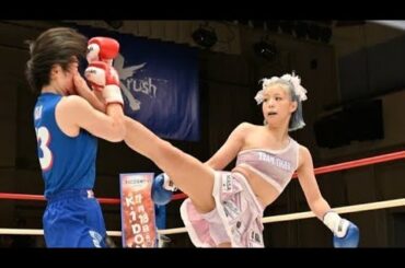 “リアル春麗”木村萌那が左ストレートと顔面横蹴りで小澤聡子を血みどろTKO。「そろそろベルトに絡みたい」と宮田Pにアピール【Krush】