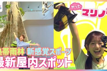 藤本万梨乃アナが人間もぐらたたきで大はしゃぎ！スコール降り注ぐ熱帯雨林でナマケモノ探し・アートアクアリウムで金魚鑑賞・新感覚スポーツで真剣勝負「最新屋内スポット」を全力リポート【やってマリノ！】