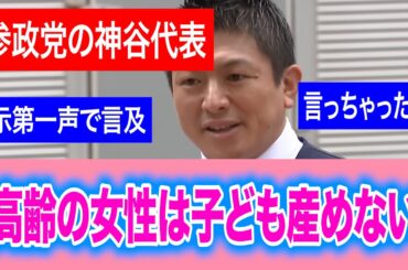 あー言っちゃった…神谷代表、公示第一声で『高齢女性は子供産めない』と言及ww【失言/有益/選挙/参院選/投票】