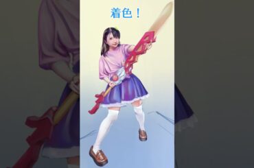 リアル系厚塗り人物イラストメイキング　赤尾ひかるさん描かせていただいた　#新人vtuber #shorts #art #artwork #painting #お絵描き 　#厚塗り #リアル系イラスト