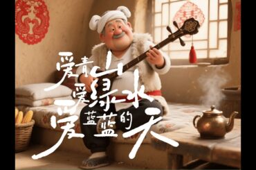 AI遇上陕北说书《爱青山爱绿水爱蓝蓝的天》