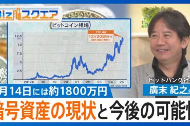 ビットコインなぜ高騰？暗号資産の現状と今後の可能性は？暗号資産取引所大手・ビットバンクの廣末社長に聞く【Bizスクエア】