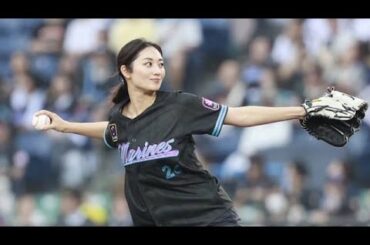 ロッテ愛あふれる一球！奥山かずさ、ZOZOマリンで感動の始球式【2025.8.7】#奥山かずさ #始球式 #千葉ロッテマリーンズ