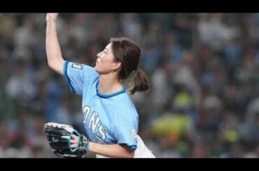 🎯⛳✨さらさらポニーテールが舞う夏のマウンド⚾💙 “ゴルフ界の北川景子”植手桃子、笑顔で魅せたワンバウンド投球