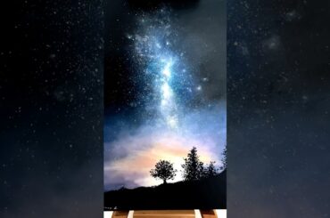 オイルパステルで星降る夜を描きました🌌💫#art #oilpastel #イラストメイキング #オイルパステル #風景画