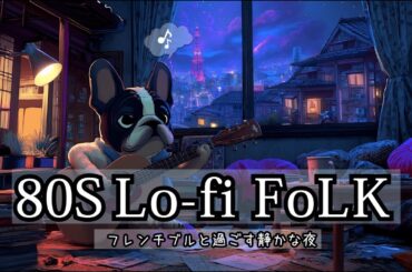 「窓辺に映るレトロな大阪とギターの音色 – 心安らぐ癒しのBGM」/Healing Guitar & French Bulldog – Retro Osaka Night/リラックス/勉強/作業