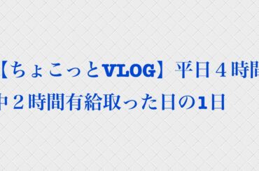 【ちょこっとVLOG】平日４時間中２時間有給取った日の1日