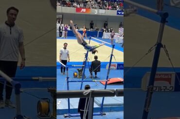 全日本体操選手権　段違い平行棒　宮田笙子本番前練習