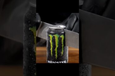 【ASMR】禁断の音！凍ったモンスター缶をザクザク切ってみた結果…⚡️🧊ASMR: CRUNCHY Frozen Monster Can Cutting – Unbelievable Sounds!