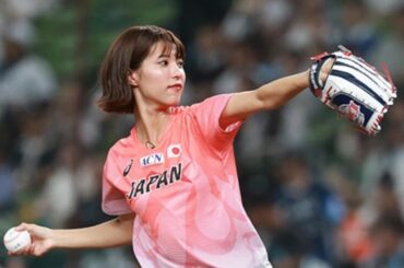 豪快足上げ→暴投に"あちゃー"　美人女子アナが始球式…SNS虜「とっても可愛い」 | Full-Count