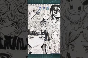 CV: 悠木碧さんの演じたキャラ9選を一発描きで描いてみた！🔥#drawing #drawingchallenge #一発描き #声優 #悠木碧