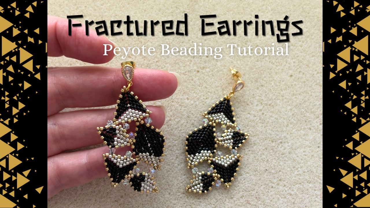 ペヨーテの破片イヤリングのビーズ細工チュートリアル | ペヨーテの三角形とダイヤモンドの形 ペヨーテの破片イヤリングのビーズ細工チュートリアル | ペヨーテの三角形とダイヤモンドの形