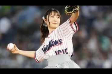 【ヤクルト】声優日高里菜がノーバン始球式　フリルスカート姿で渾身の投球