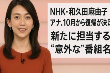【独自】NHK・和久田麻由子アナ、10月から復帰が決定　新たに担当する“意外な”番組名