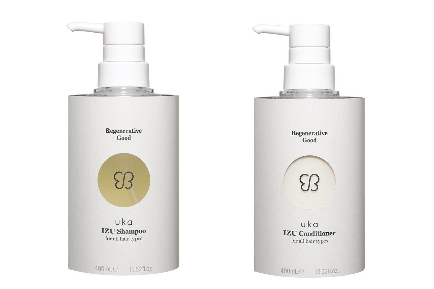 左から) uka イズ シャンプー / コンディショナー フォー オールヘアタイプ 400mL 4,620円 / 4,950円