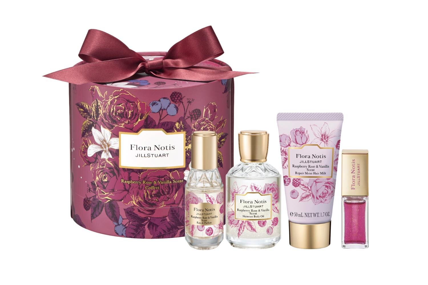 フローラノーティス ジルスチュアート25年クリスマスコフレ、ラズベリーローズ＆バニラ香るフレグランス