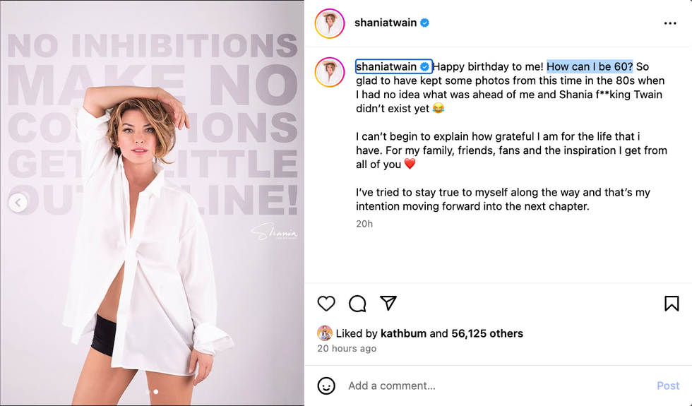 shania twain ageless 60th birthday hair