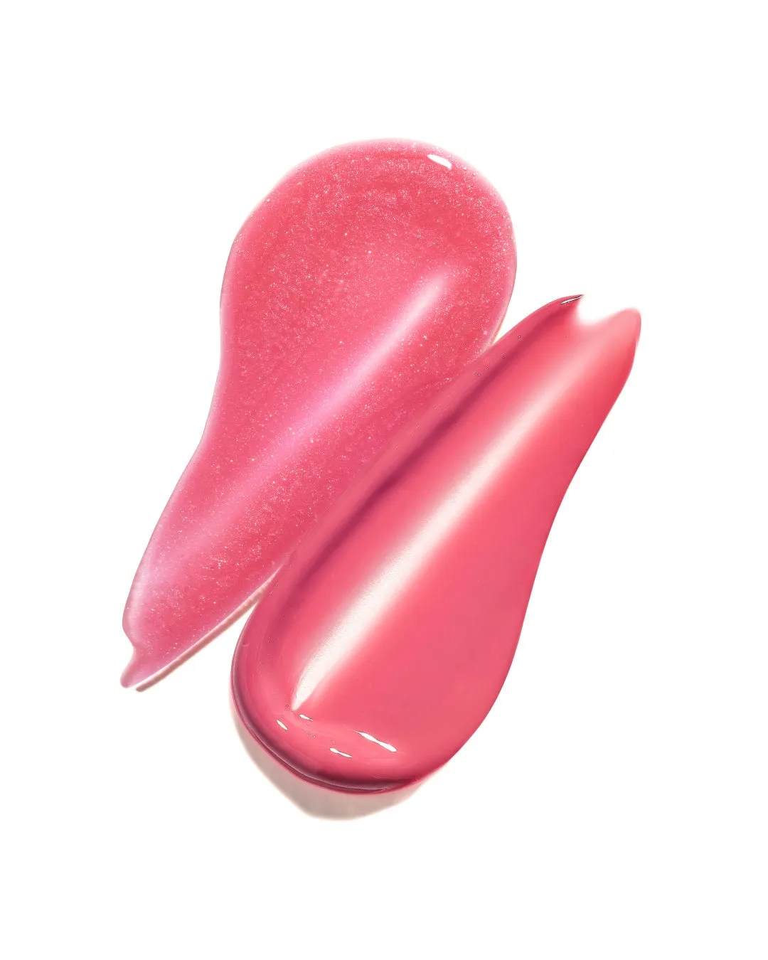 ピンク色のグロス2種類の塗布見本