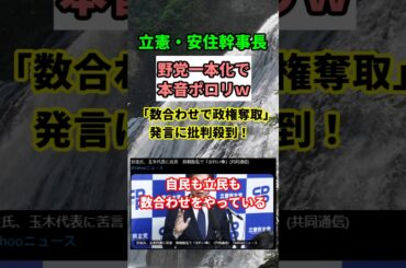 【激怒】立憲・安住氏が玉木代表にブチ切れ！「数合わせは当たり前」の衝撃発言！　#shorts