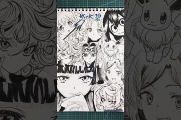 CV：悠木碧さんの演じたキャラ9選を一発描きで特殊に描いてみた！！💊🏹#drawing #drawingchallenge #一発描き #声優 #悠木碧