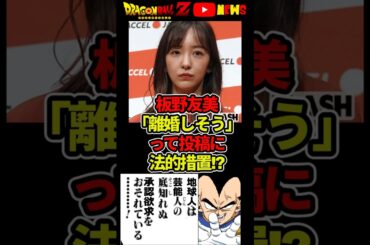 【板野友美】「離婚しそう」投稿に法的措置を検討!!#ドラゴンボール #shorts #板野友美
