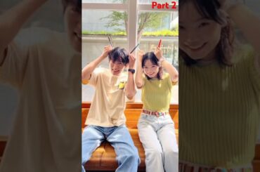 目黒蓮＆古川琴音が「かわいい」とリクエストされたペンを角に見立てたポーズで記念撮part 2